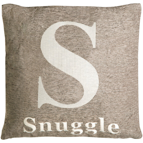 Words 'Snuggle' Natural Cushion
