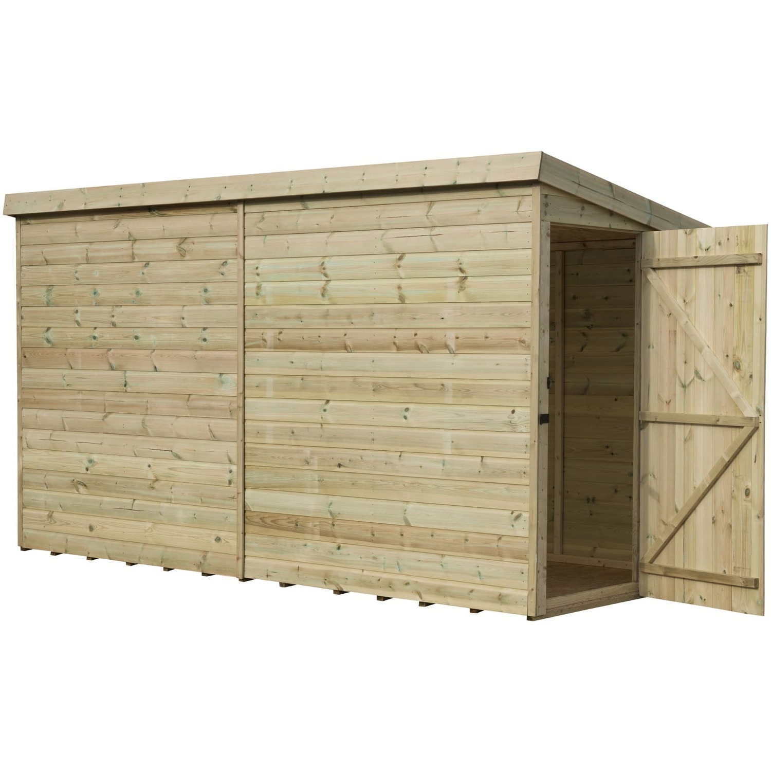 Empire Sheds Empire 2200 12X3 Pent Garden Shed With A Single Door On Right Side Panel - Green