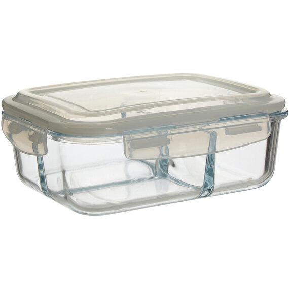 Freska 3 Section Rectangular Glass Container With Lid 1520 ml