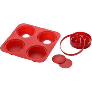 Hallie Red Silicone 4 Mould Pie Maker Set