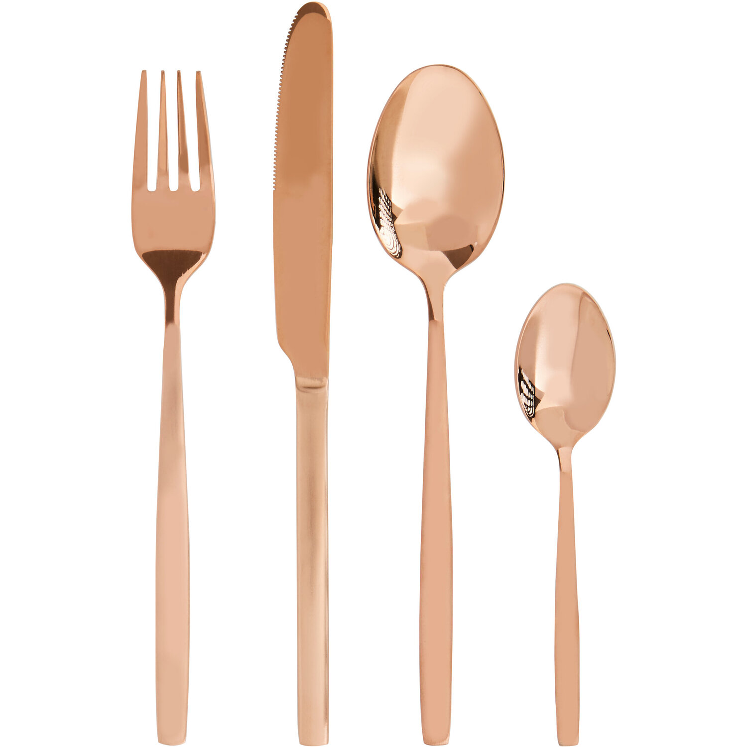 Avie 16 Piece Rose Gold Finish Cutlery Set - Gold
