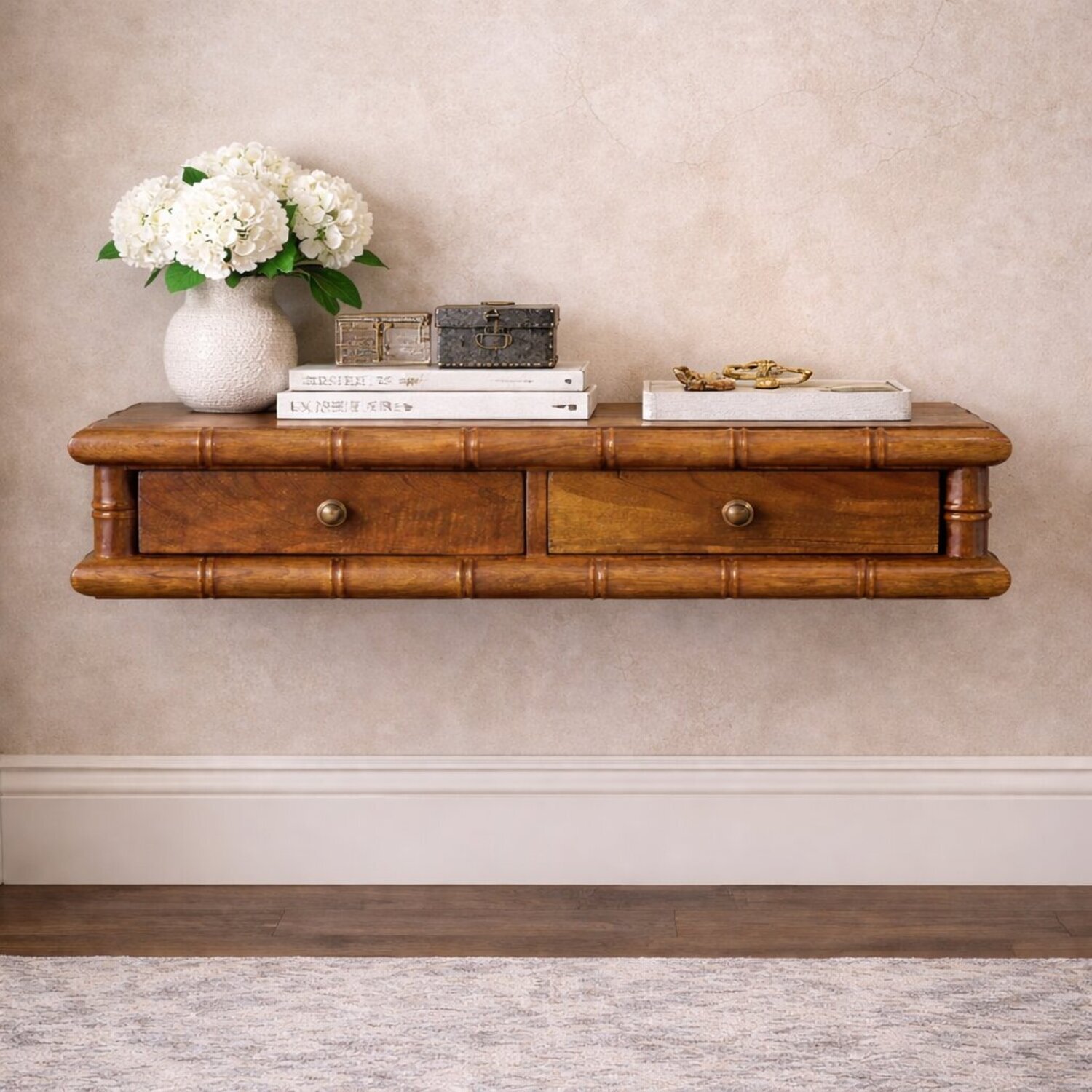 Artisan Furniture Solid Wood Bamboo Wall-Mounted Console - Brown