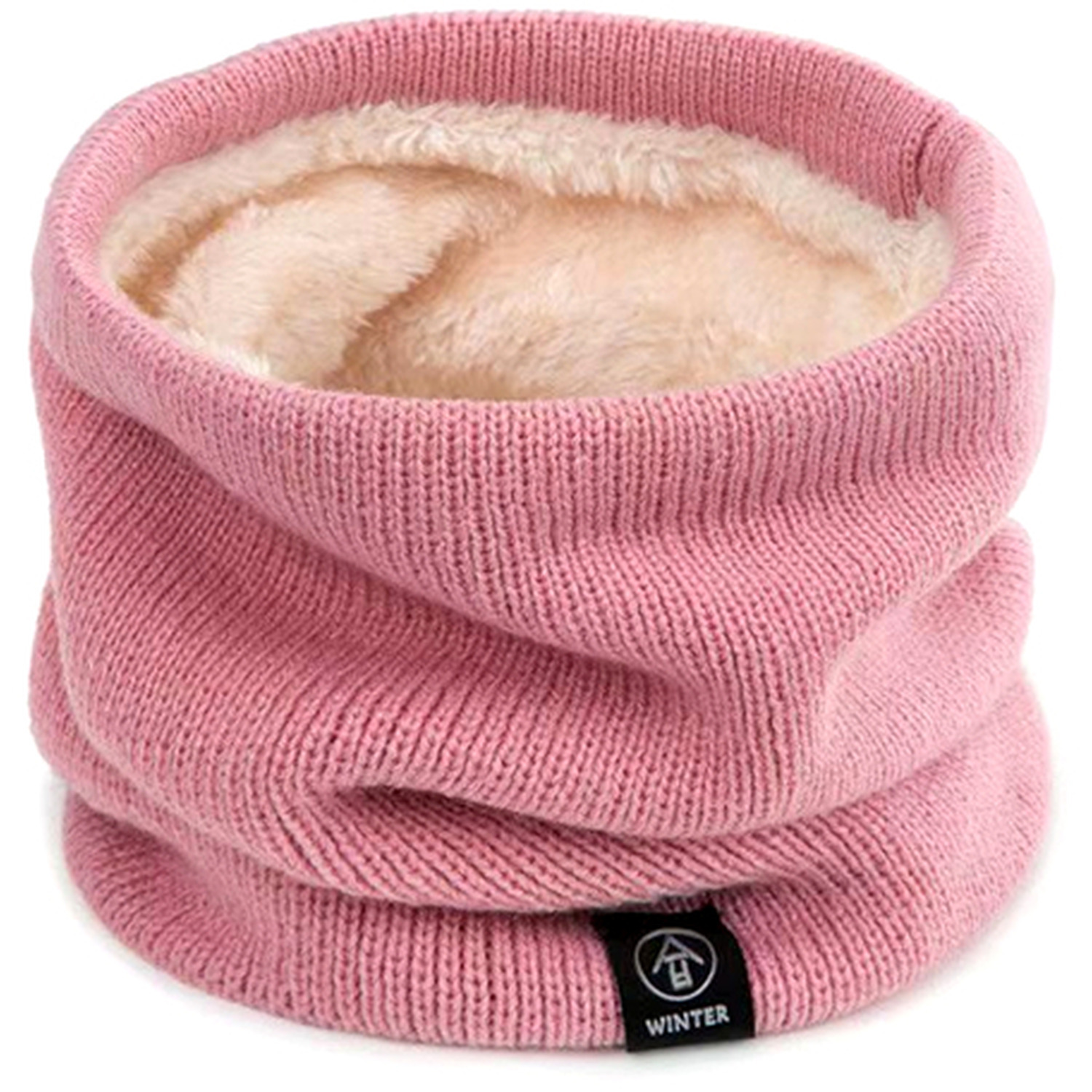 Soft Fleece Lined Neck Warmer Scarf - Pink