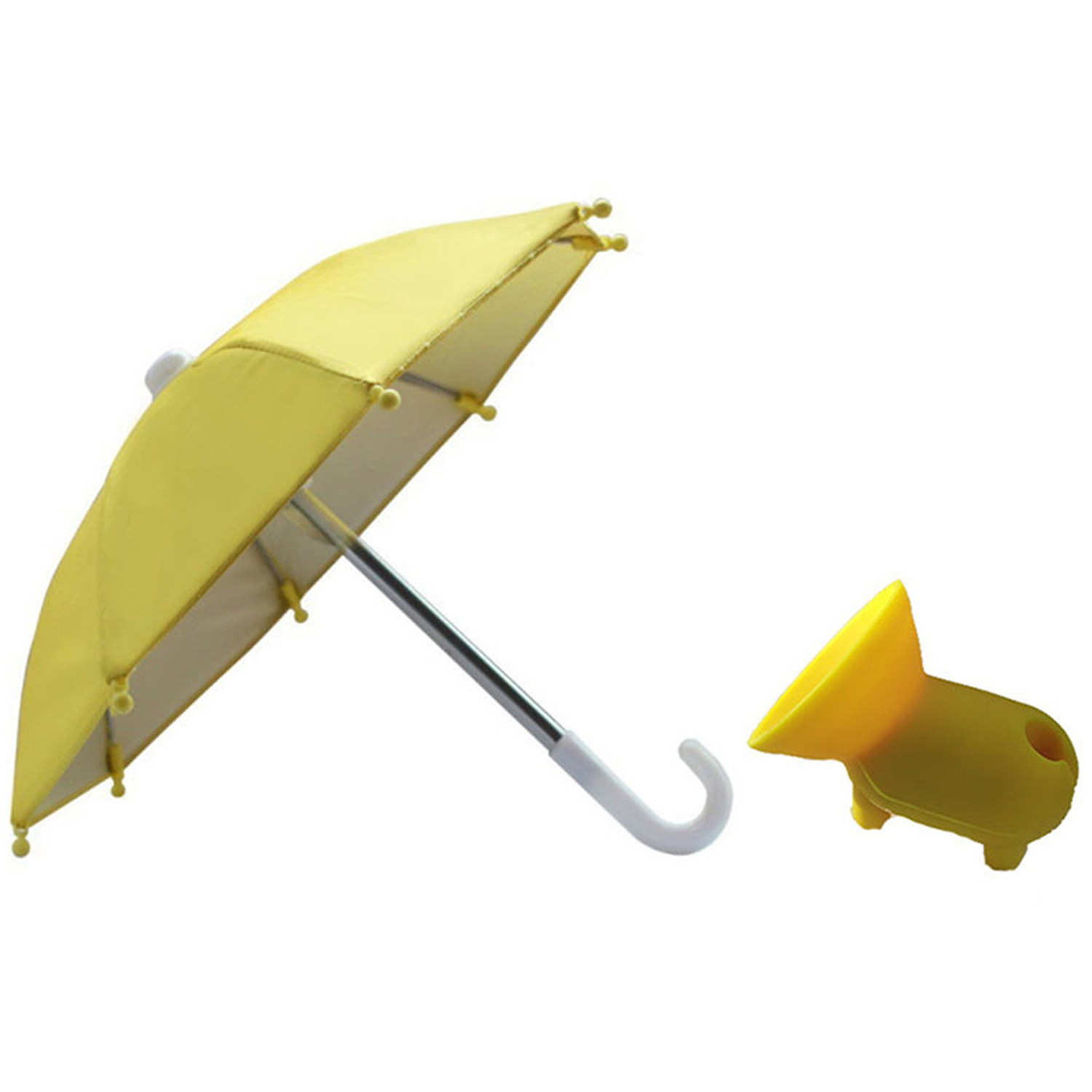 Mobile Phone Holder with Sun Umbrella - Yellow
