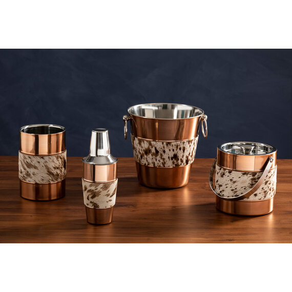 Albany Copper Finish and Hair on Leather Cocktail Shaker
