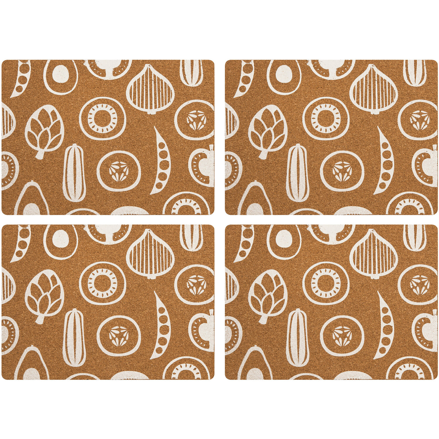 Besa Set Of Four Cork Rectangular Placemats - Assorted