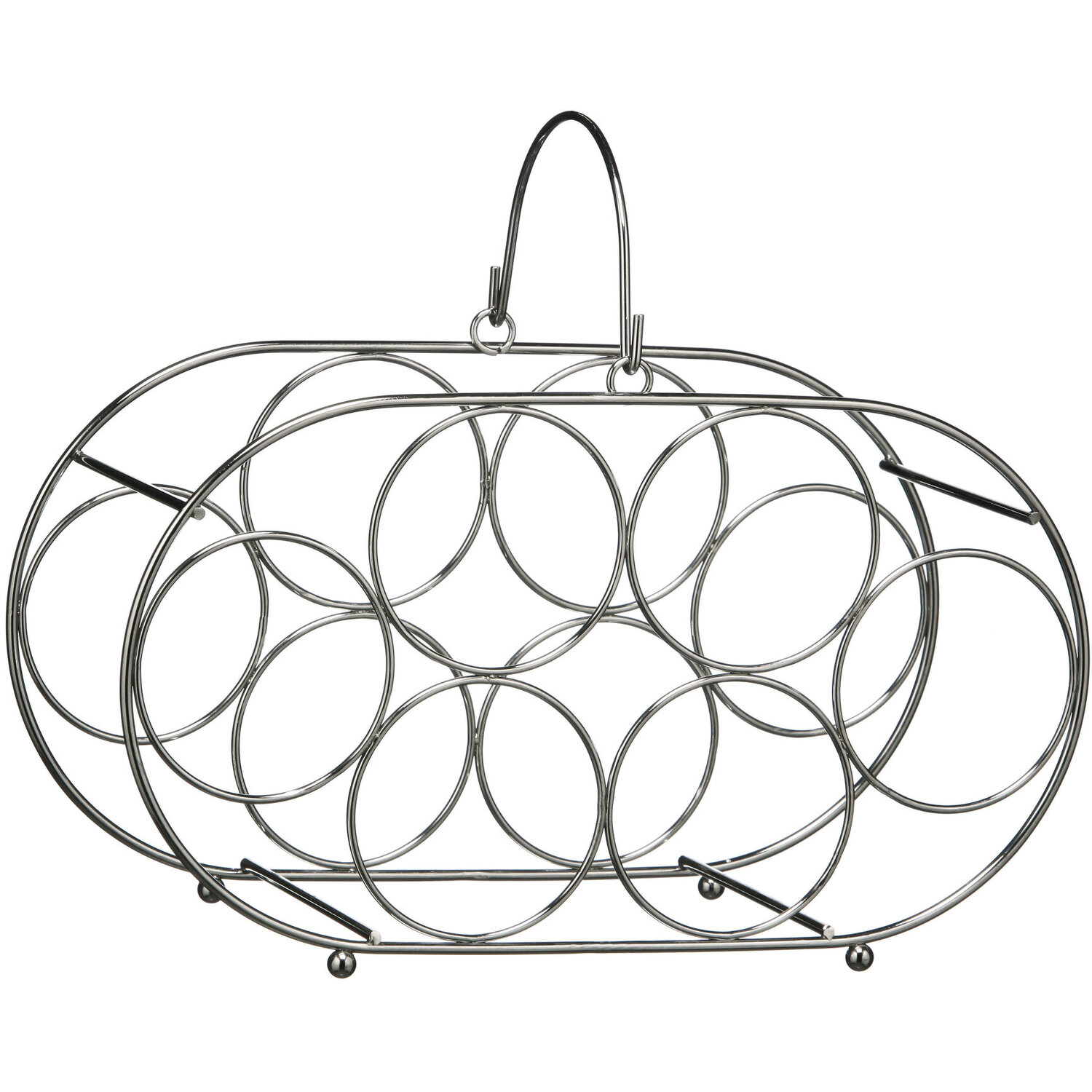 Mako Chrome 6 Bottle Oval Wine Rack - Silver
