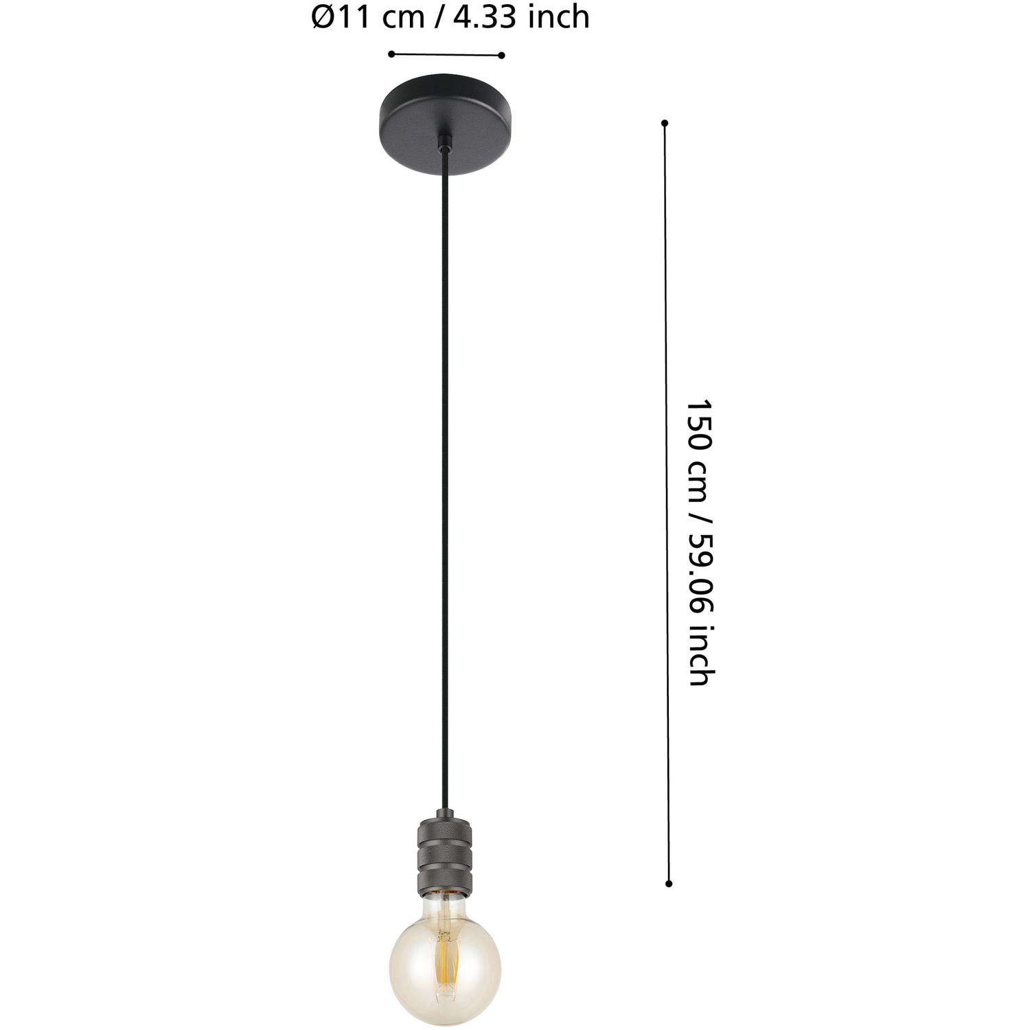 Eglo Single Pendant Light E27 Black Yorth - Nickel-nero Black