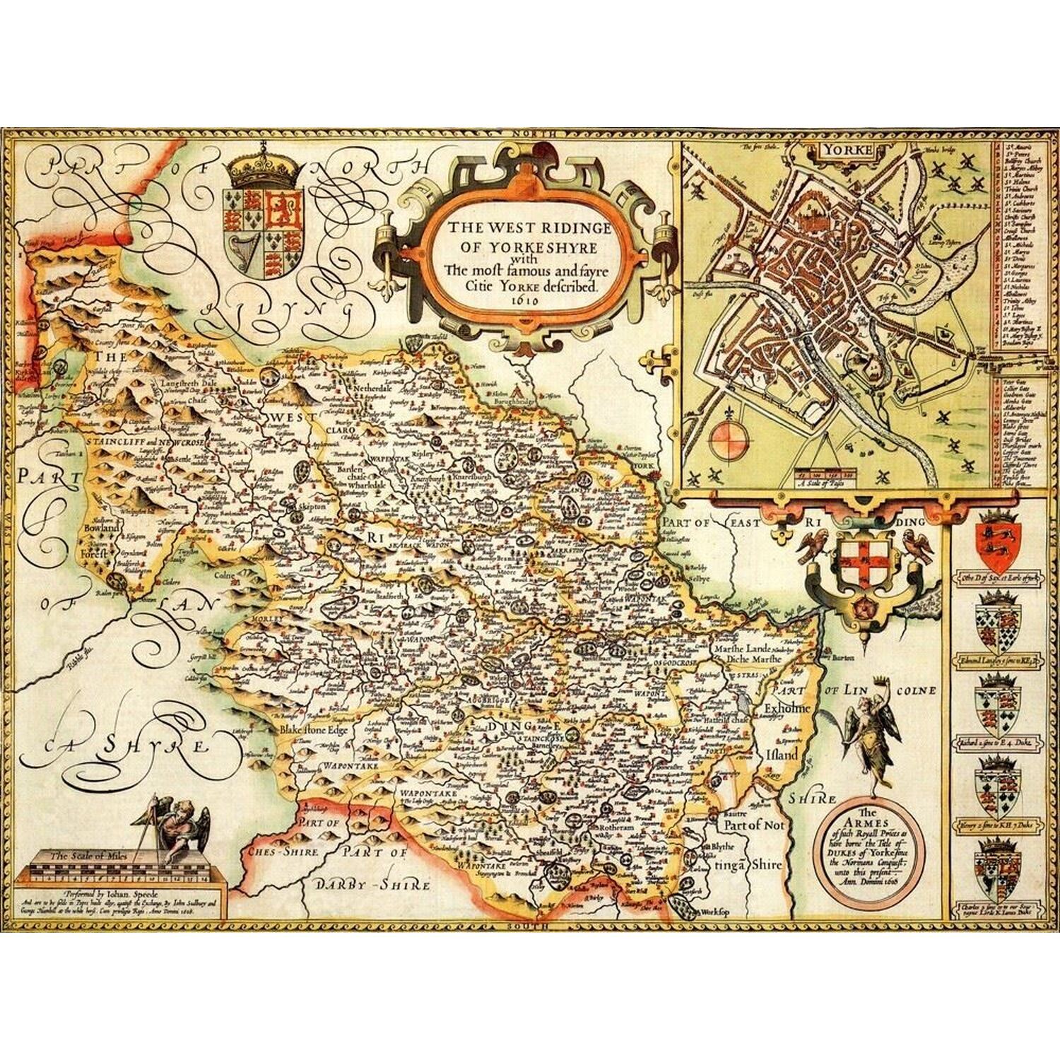 Yorkshire West Riding Historical Map 1000 Piece Jigsaw Puzzle (1610)