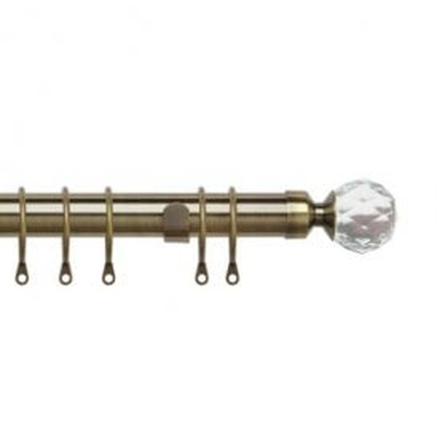25-28mm Crystal End Antique Brass Metal Curtain Pole Set - Antique Brass / 120cm