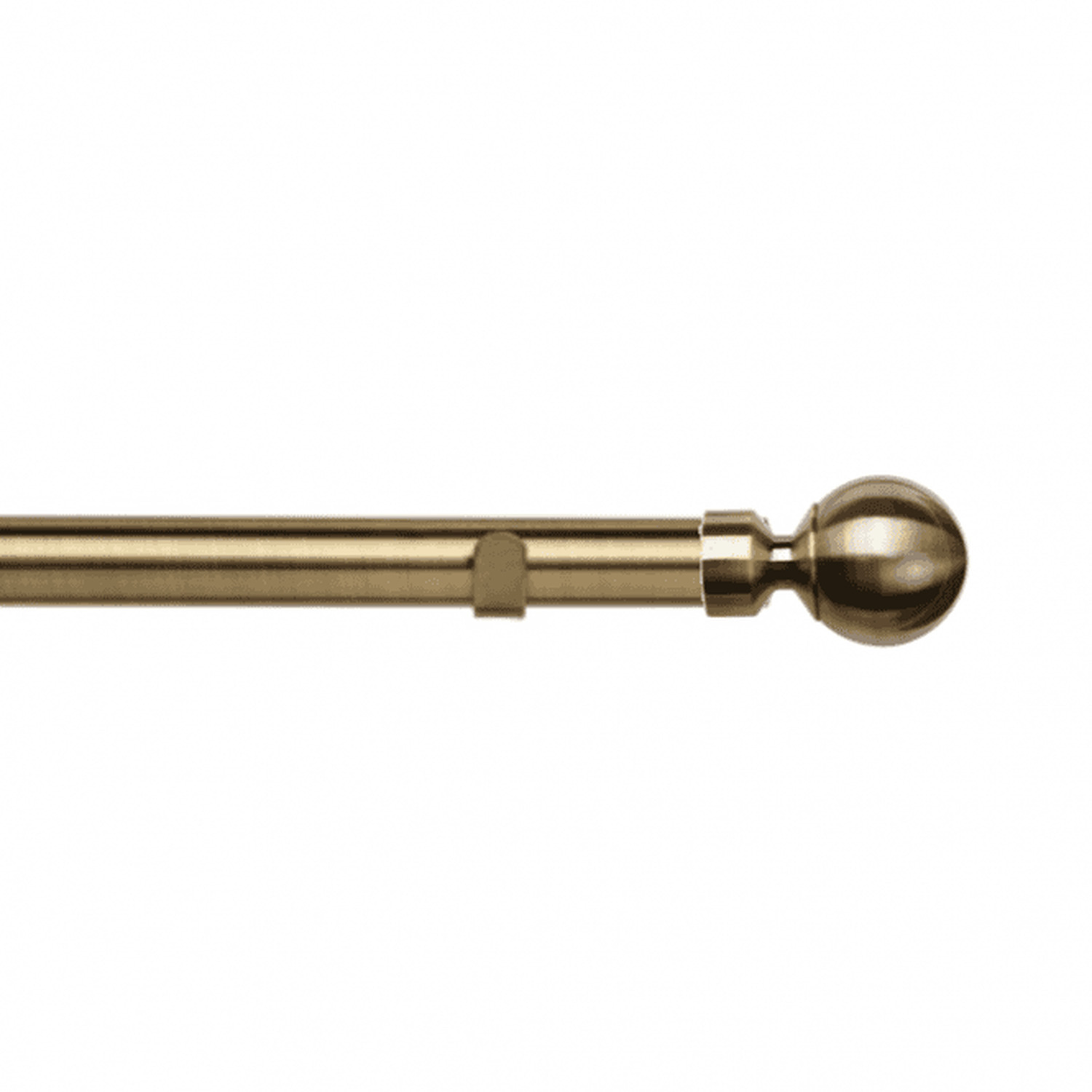 28mm Fixed Length Metal Eyelet Curtain Pole Set - Met Ball Finial - Antique Brass / 240cm