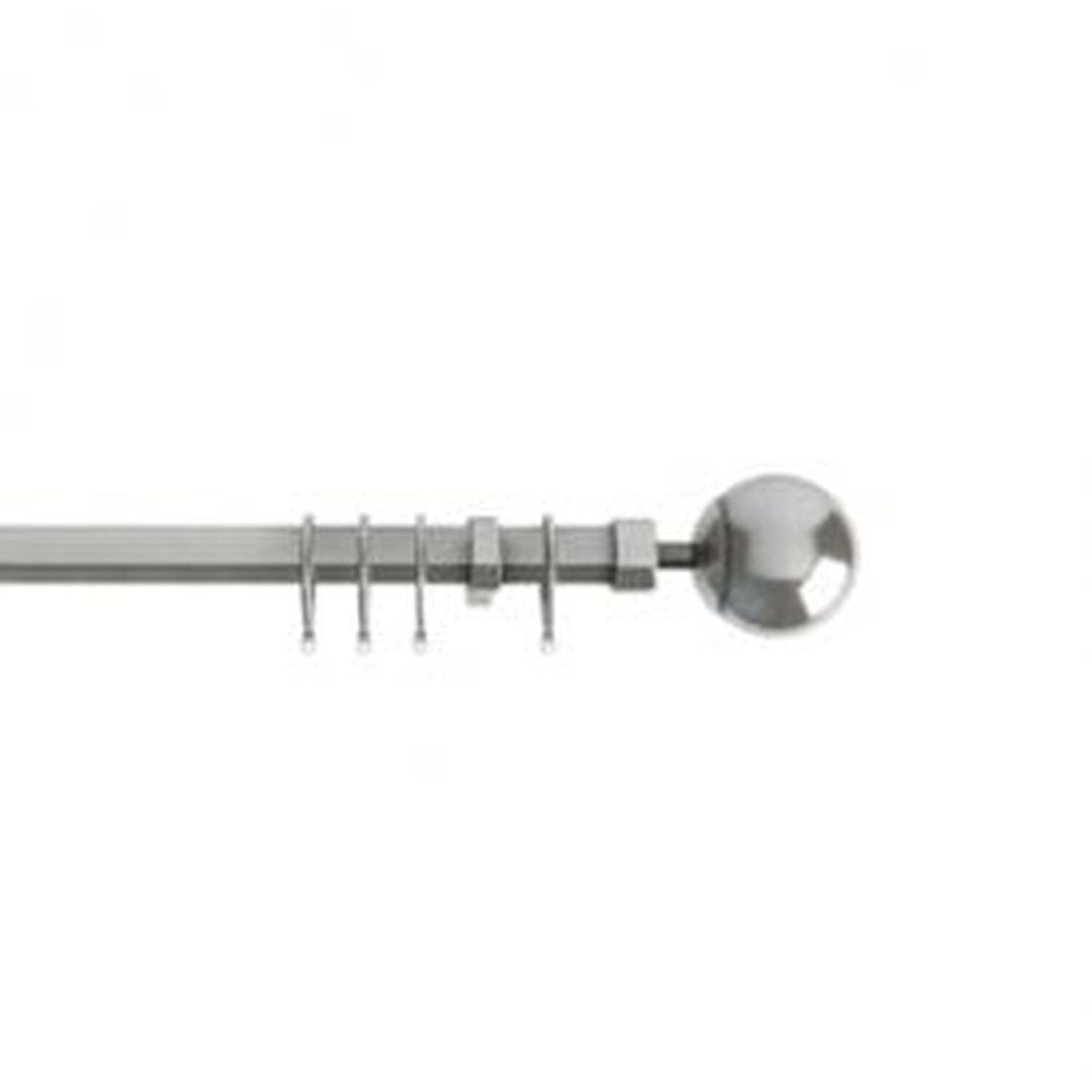 22-25mm Satin Silver Finesse Ball End Metal Curtain Pole Set - Silver / 120cm