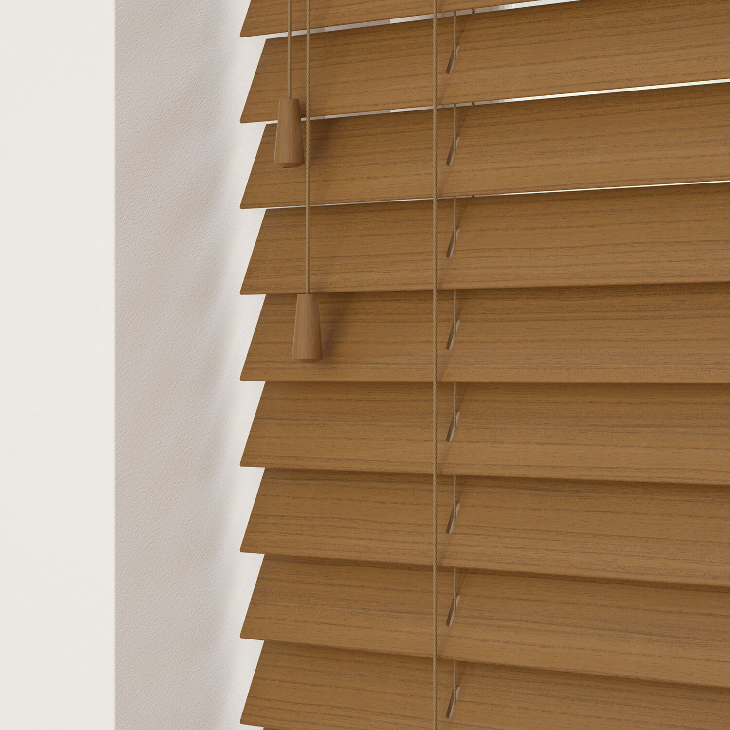 Fine Grain Faux Wood Venetian Blinds with Strings - Truffle / 210cm