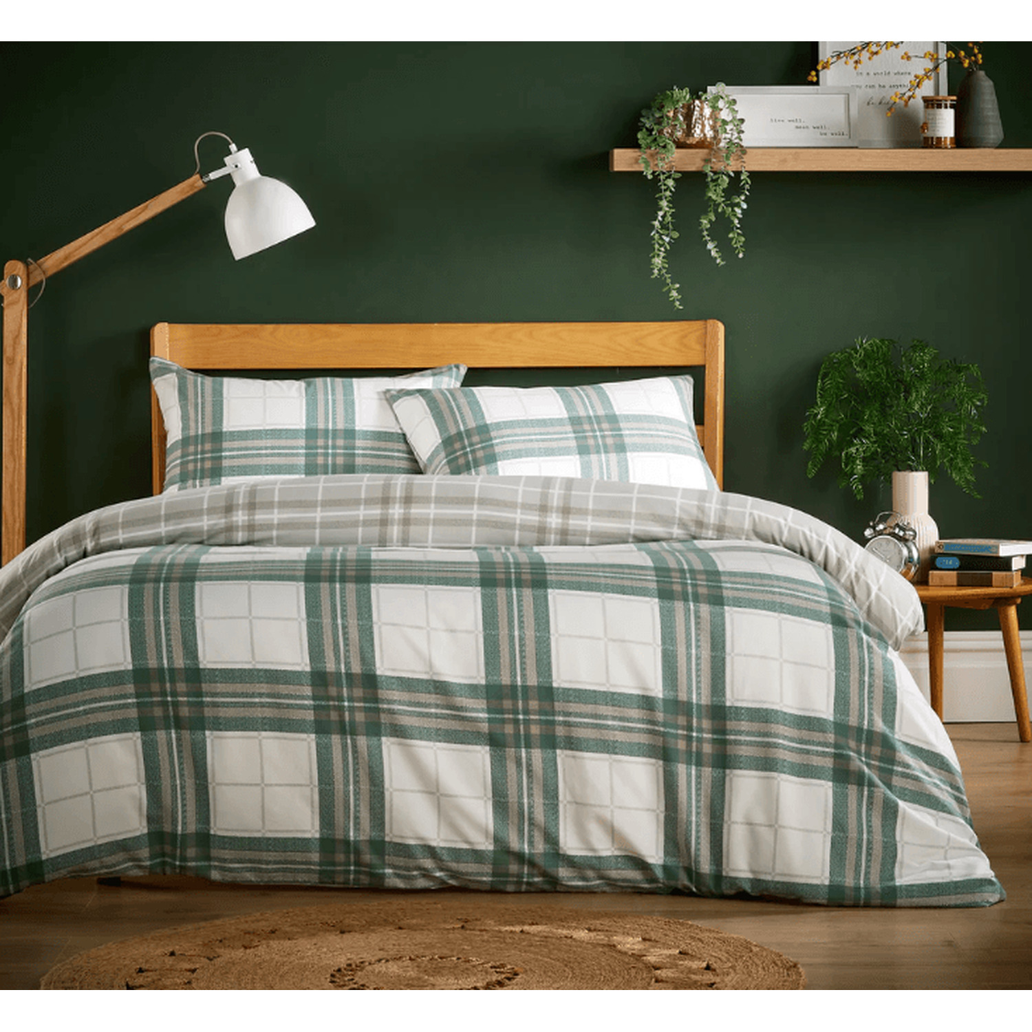Alba Flannel Duvet Set - Sage Green Double