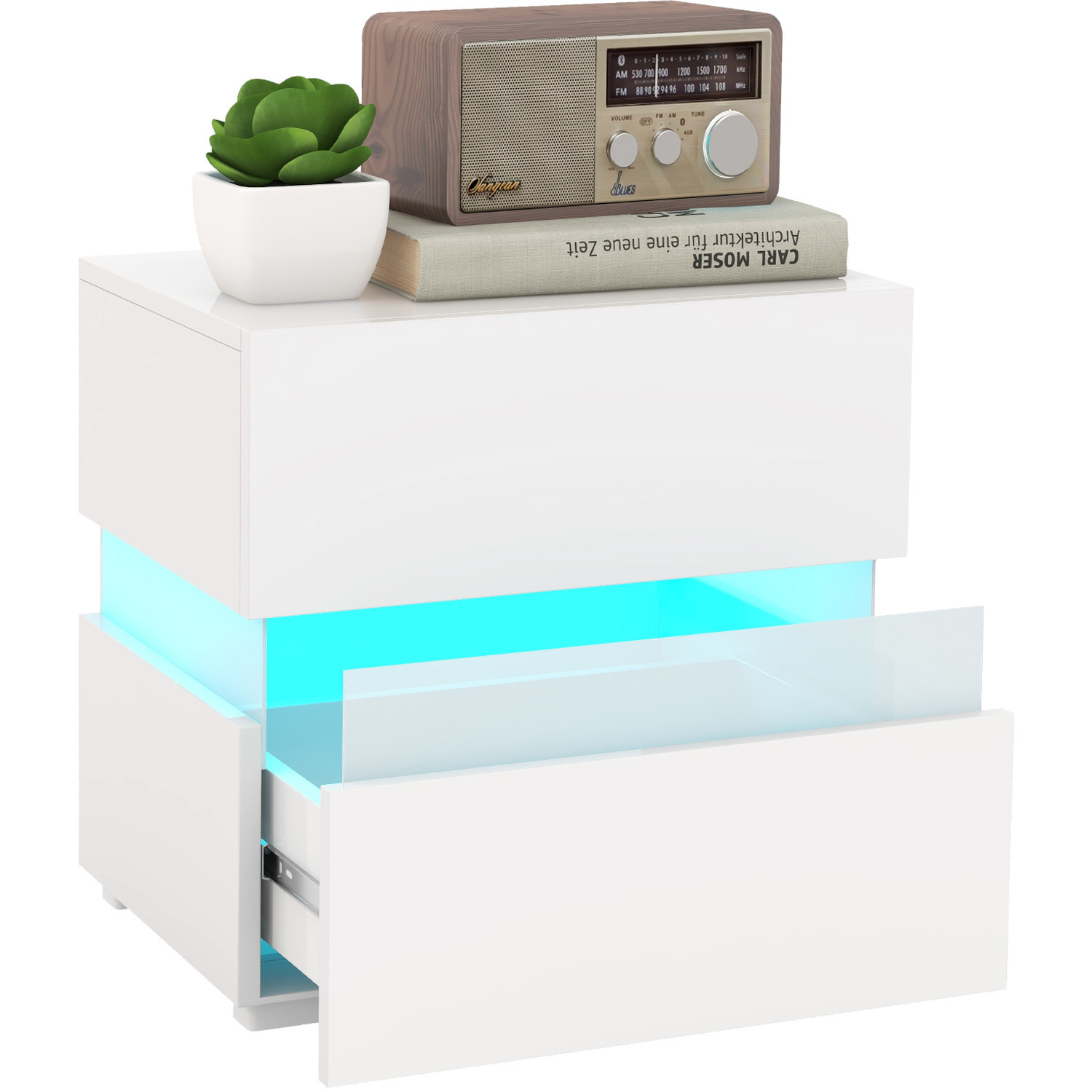 Led Bedside Table - White
