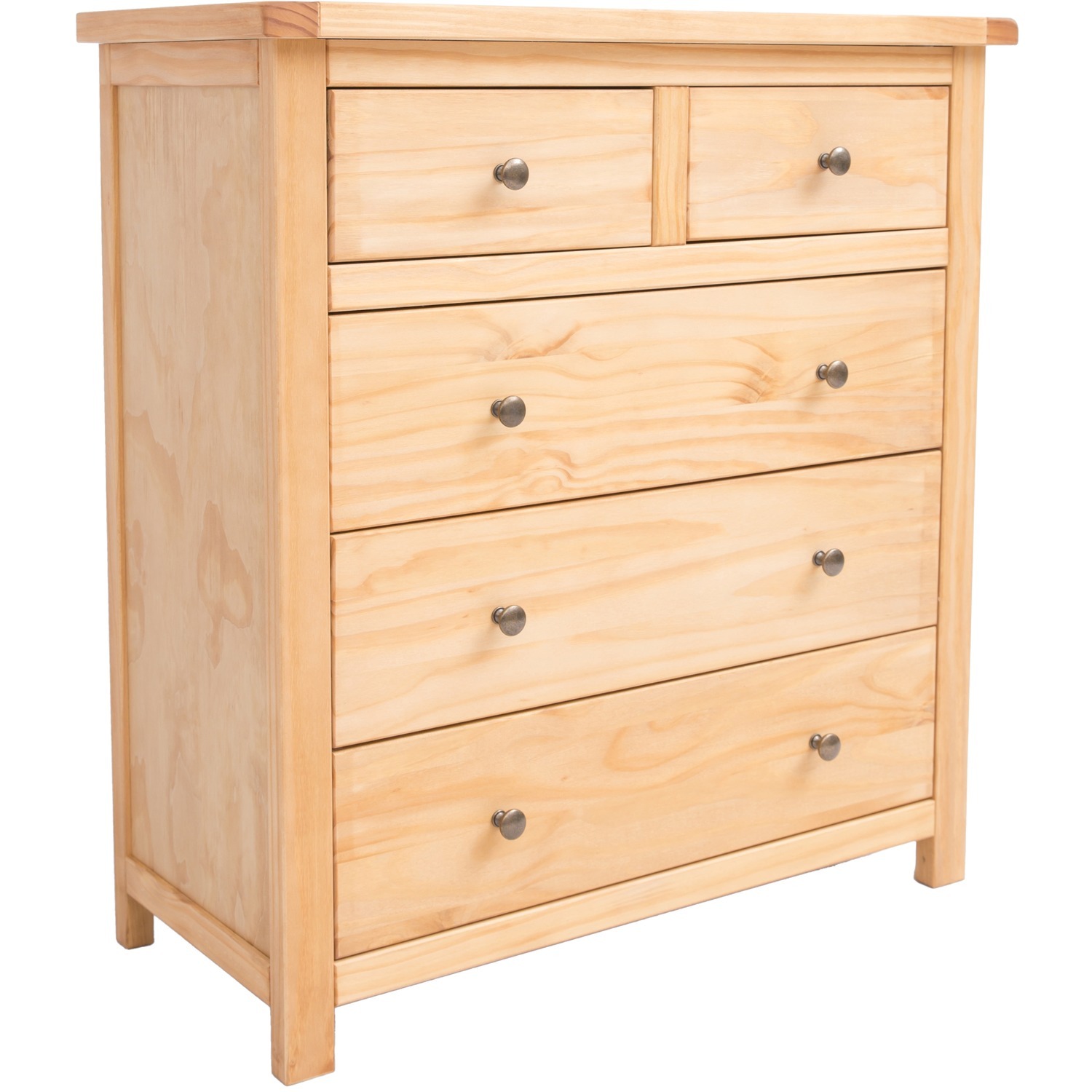 Lugo 2 over 3 Drawer Chest - Brown / Brass