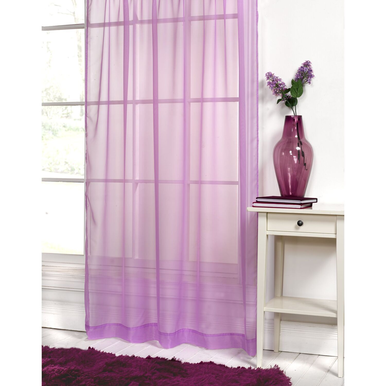 Plain Voile Curtains - Lilac