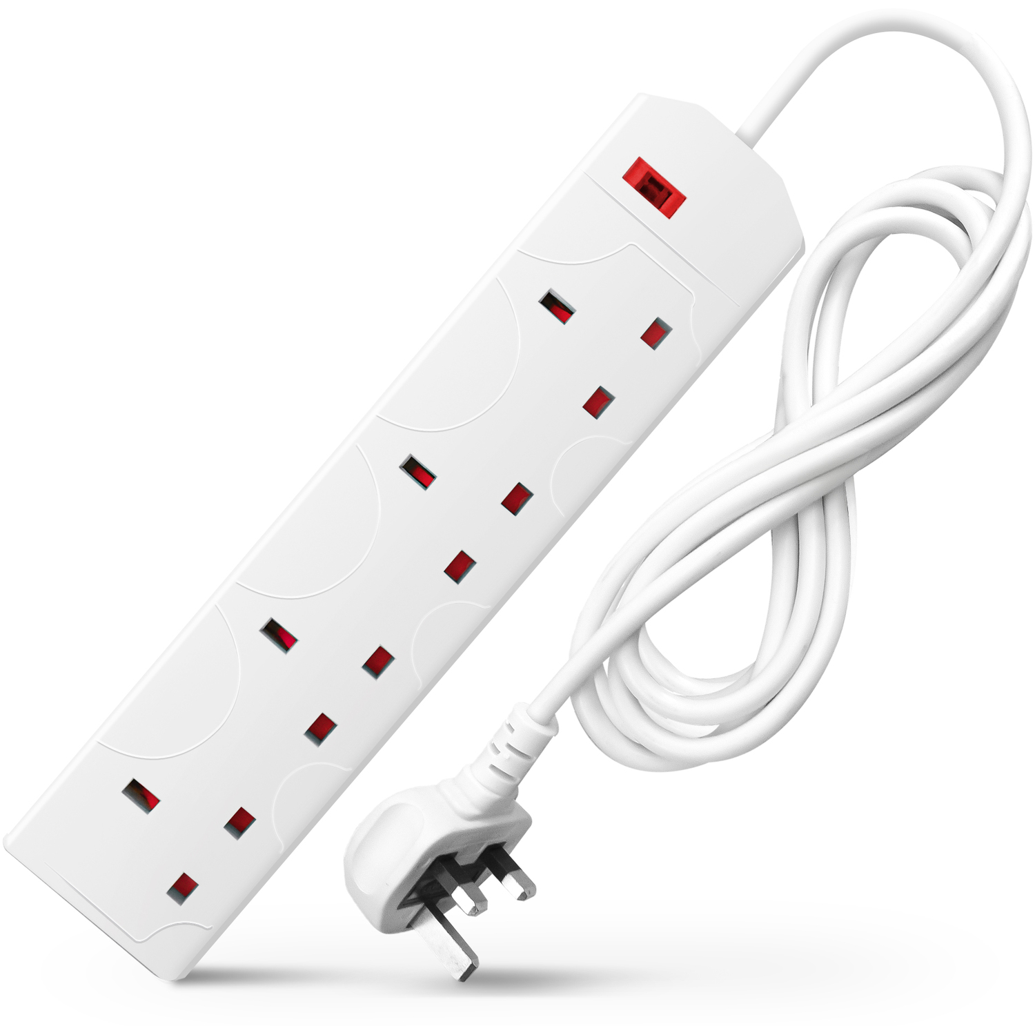 Desiretech 4 Gang 1 Metre Extension Lead - Surge Protection - White / 24.5Cm / 2.5Cm - Image 2