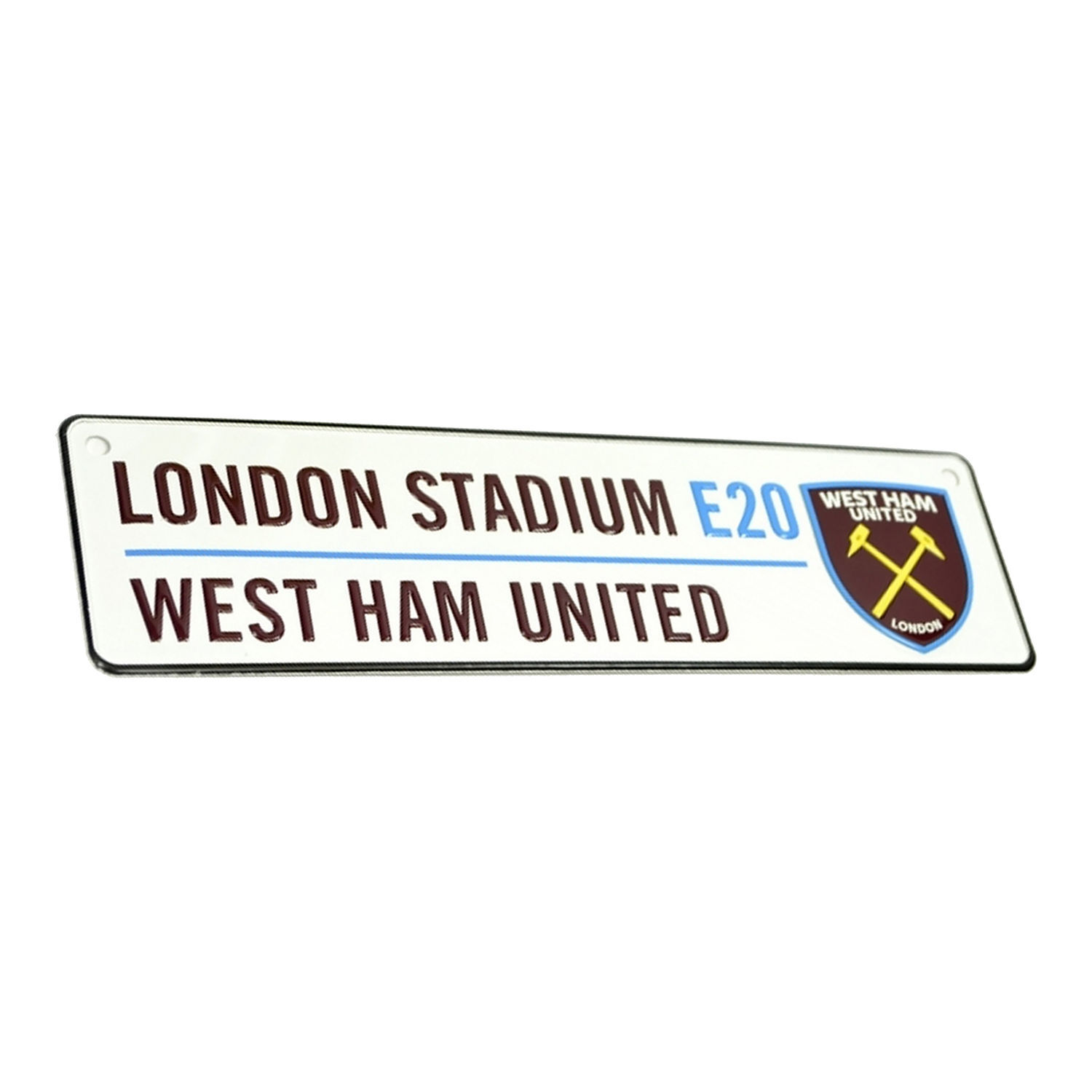 West Ham United Fc New Crest 3D Embossed Metal Hanging Street Sign - White/Black - Image 3