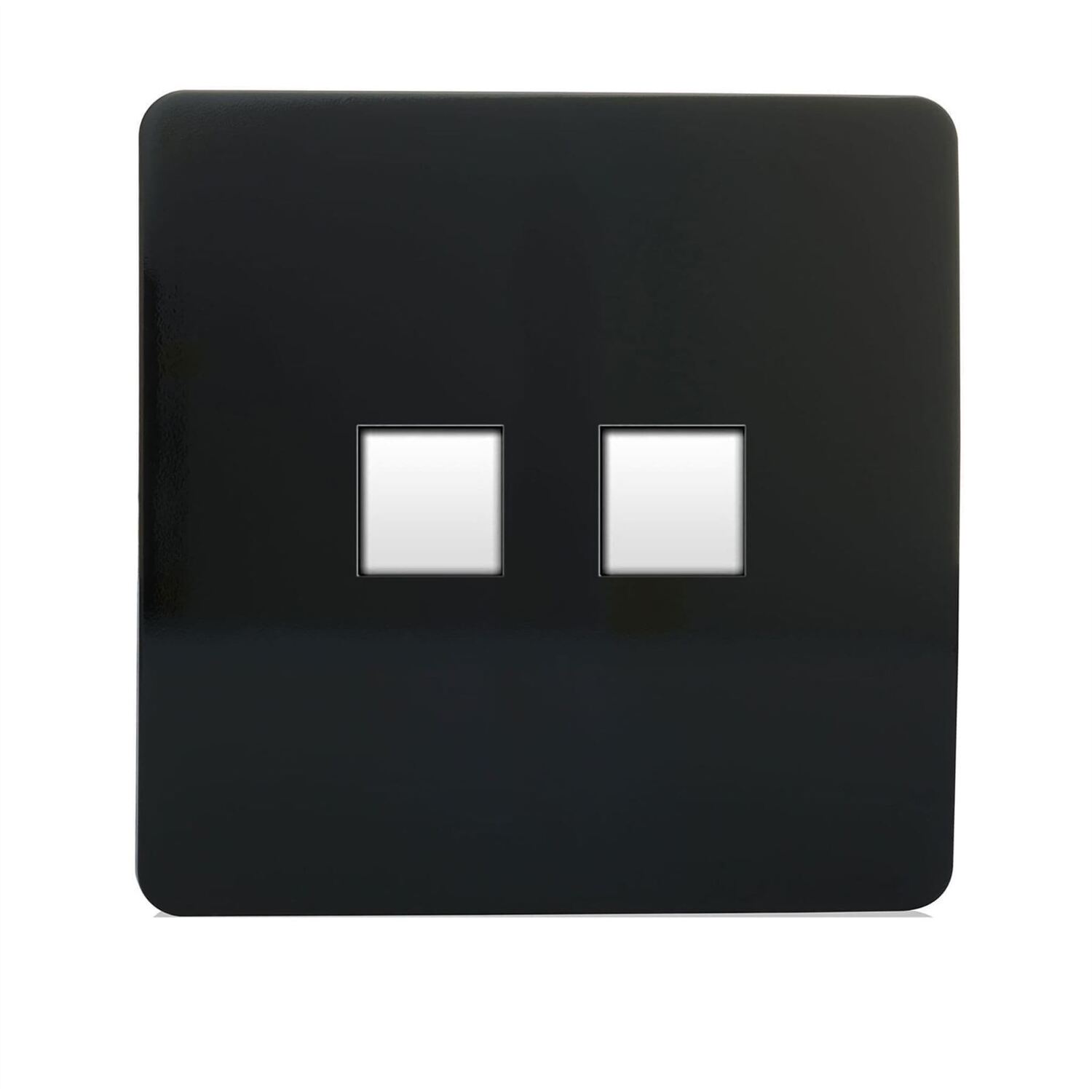 Trendi Switch 2 Gang Rj45 Cat 6 Modern Designer Pc Ethernet Socketin Piano Black - Image 3