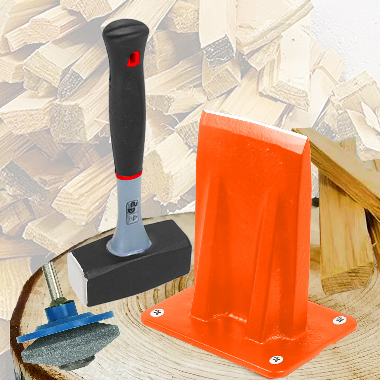 Spares2go Kindling Splitter Lump Hammer Blade Sharpener Chisel Log Wood Splitting Kit - Image 3