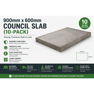 900mm x 600mm Council Slab (10-Pack) - Utility Concrete Paving Slabs