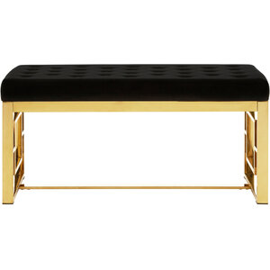 Allure Black Velvet and Gold Bench