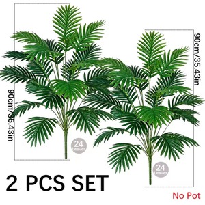 2Pc 24 Leaves Artificial Areca Palm Tree Without Pot