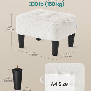 White SONGMICS Foot Stool, Ottoman, 150 kg Weight Capacity shot 16285989