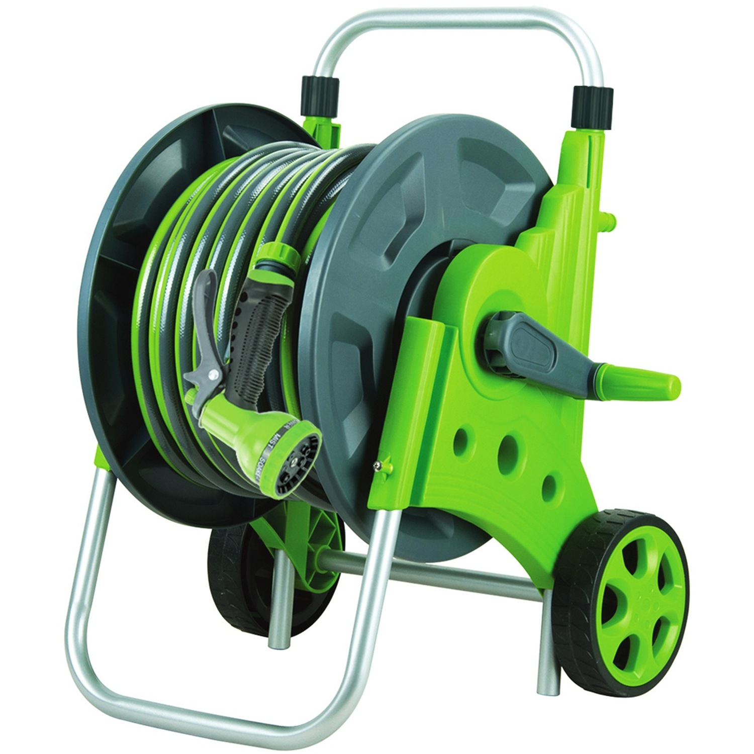 Birchtree Garden Hose Reel Cart 20M Trolley Watering Pipe Outdoor Use - Green / 15.7In