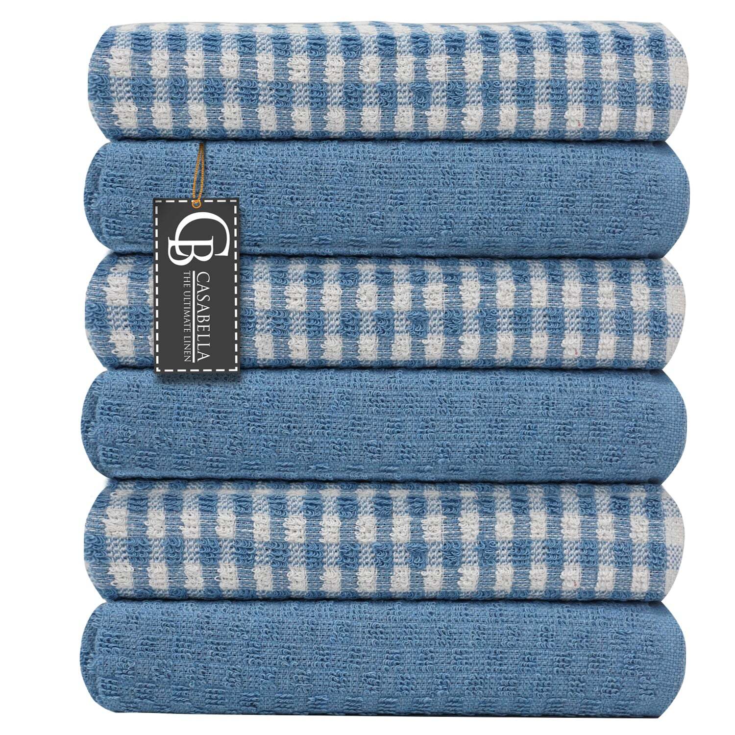 Casabella 6 Navy Tea Towels - Blue
