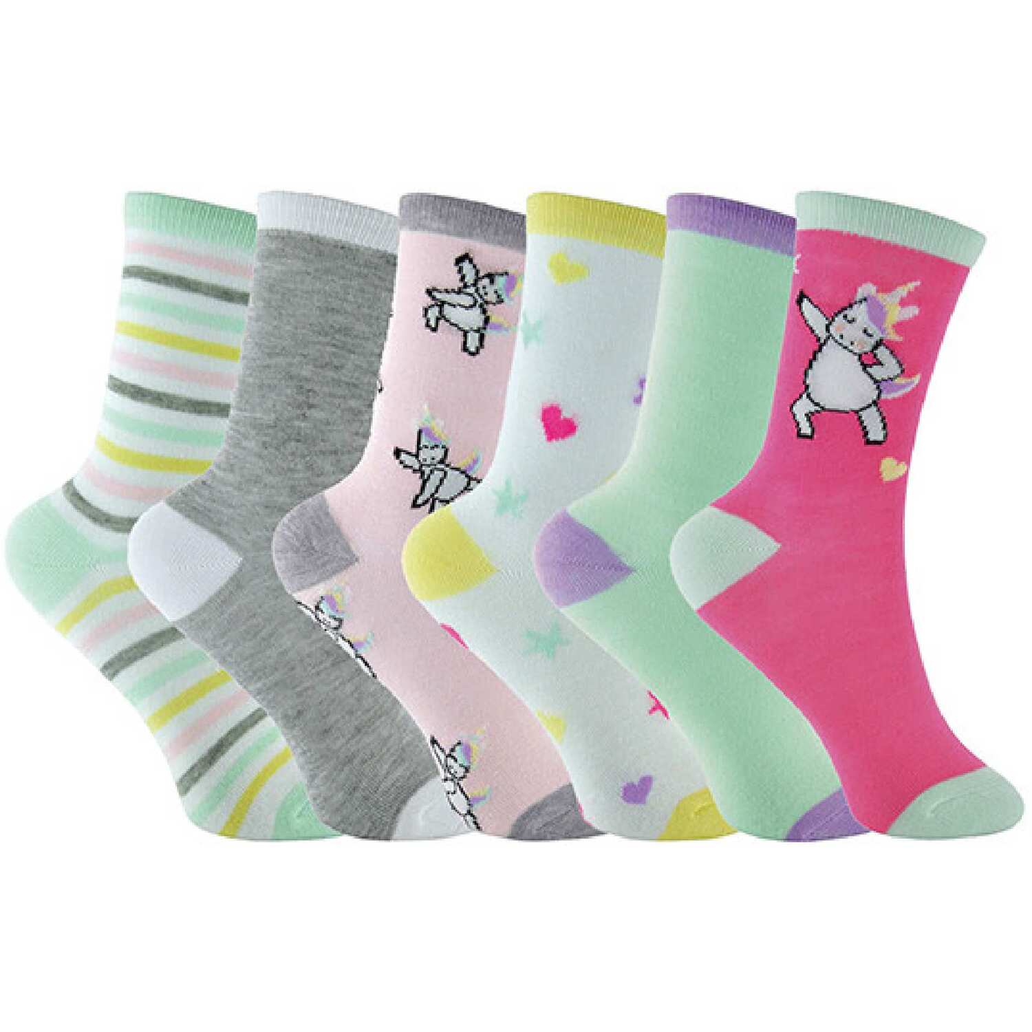 Sock Snob Girls Pink 6 Pair Multipack Pastel Novelty Unicorn Socks - Image 3