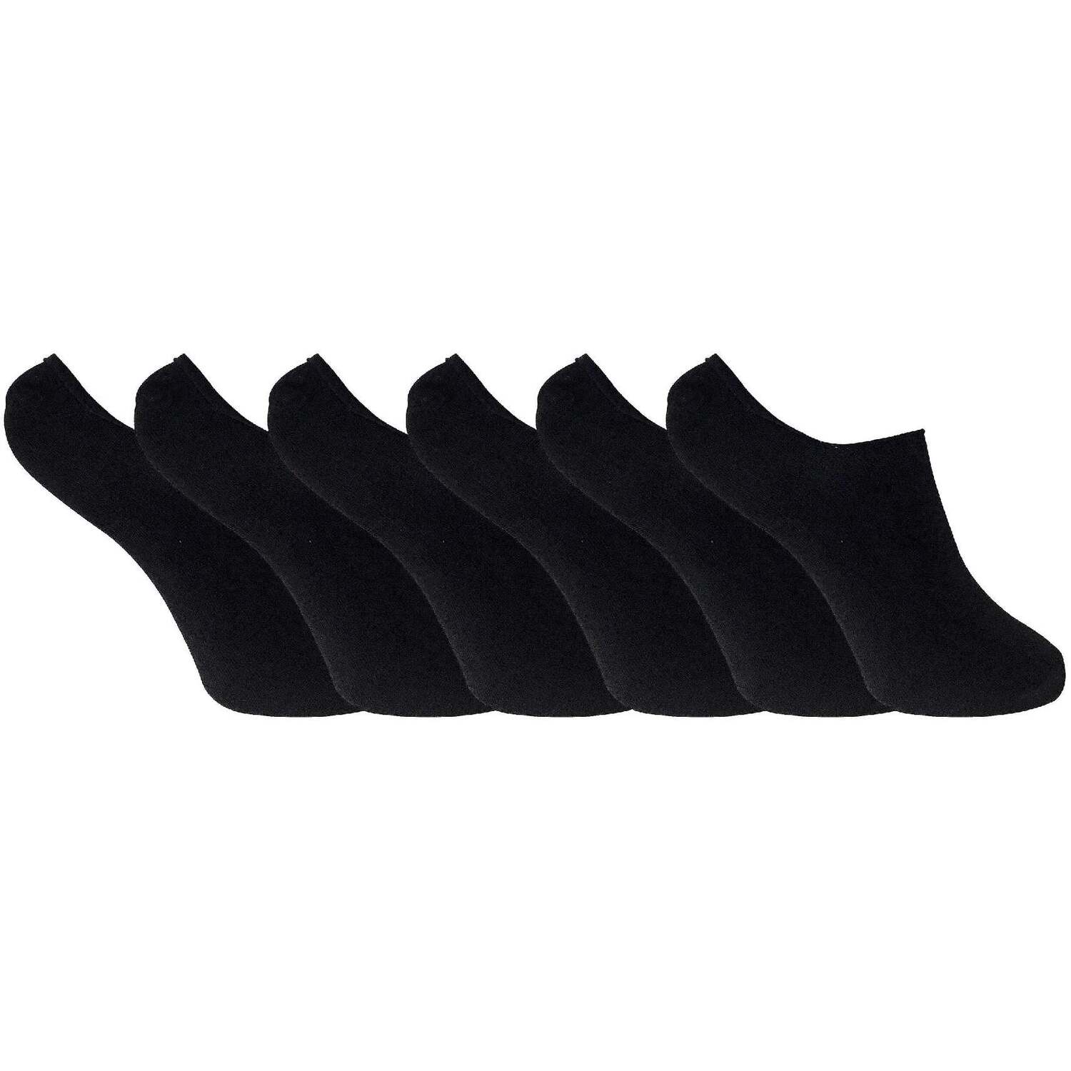 Sock Snob Womens 6 Pack Ladies Bamboo Liner Ankle Socks with Grip - Black Viscose - Size UK 4-6.5 - Image 3