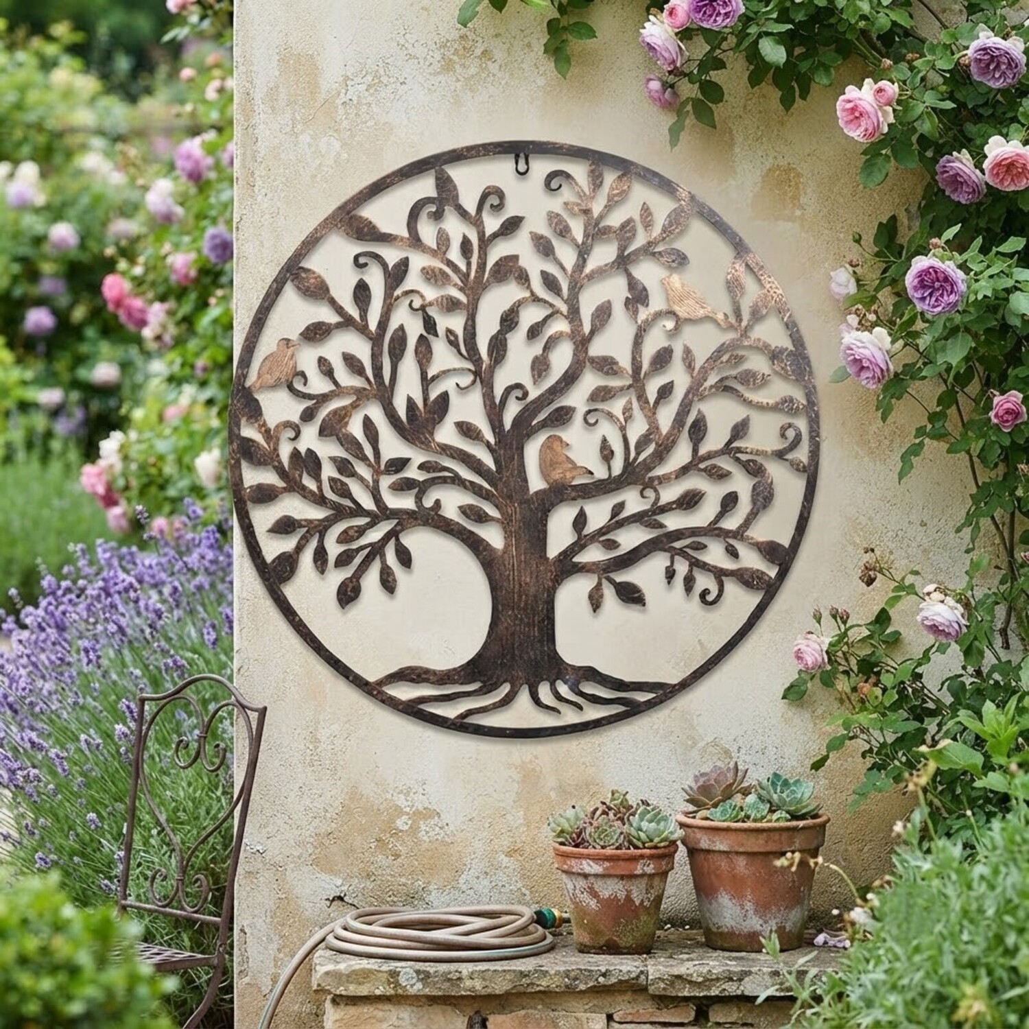 Brown Round Tree Of Life Wall Art - Brown / 40cm