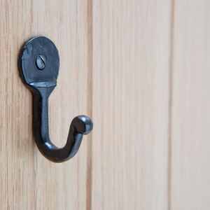 Hammered Round Plate Single Hook - W30mm x H65mm - Black - Pack of 10