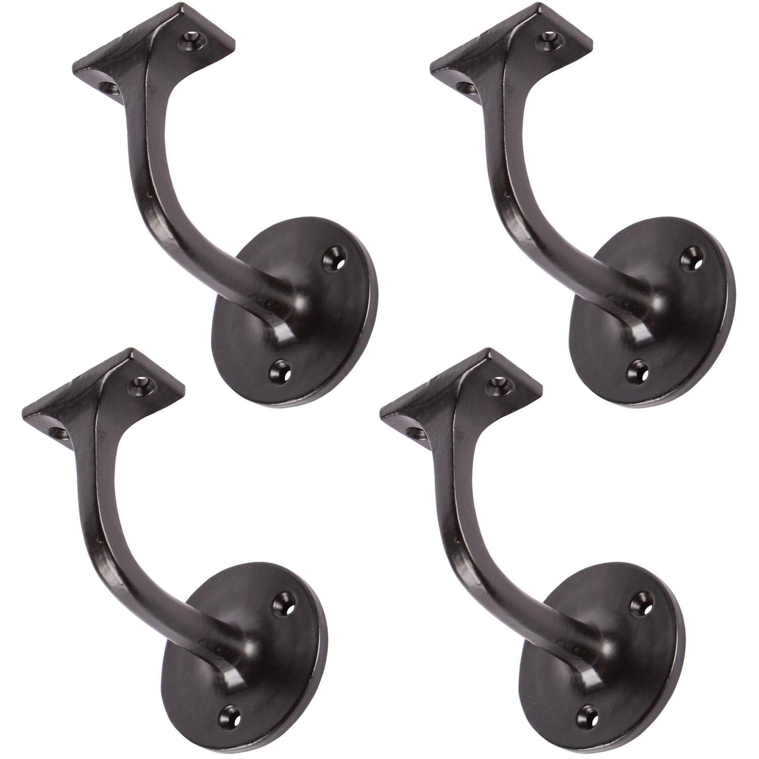 Hammer And Tongs Wrought Iron Handrail Bracket - D75mm X H85mm - Black - Pack Of 4 - Black
