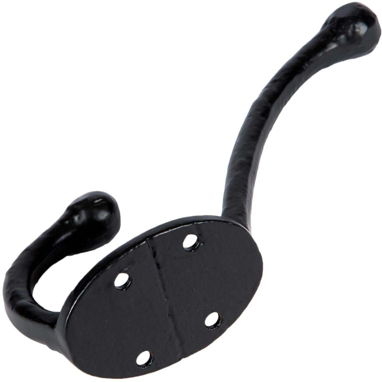 Hammer And Tongs Rounded Hat & Coat Hook - W35mm X H125mm - Black - Pack Of 10 - Black