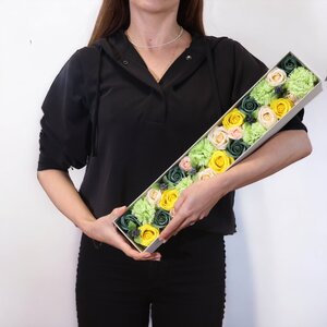 Spring Celebrations Soap Flowers Gift Box Yellow & Green Luxury