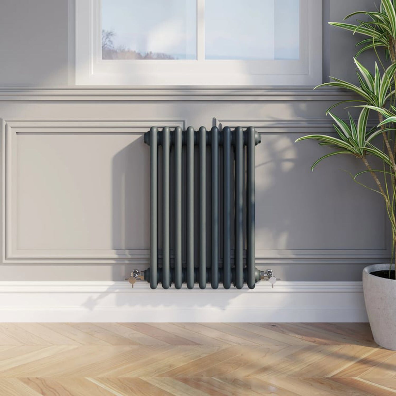 Temprazo Traditional Colosseum Double Bar Column Radiator Anthracite 300 X 1190Mm - Anthracite / 600Mm / 425Mm / 100Mm