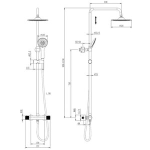 Fluted Thermostatic Dual Head Bar Mixer Shower