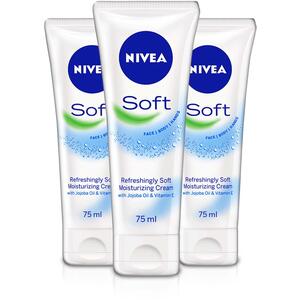 Nivea Soft Moisturising Cream Tube 75ml - Pack of 3