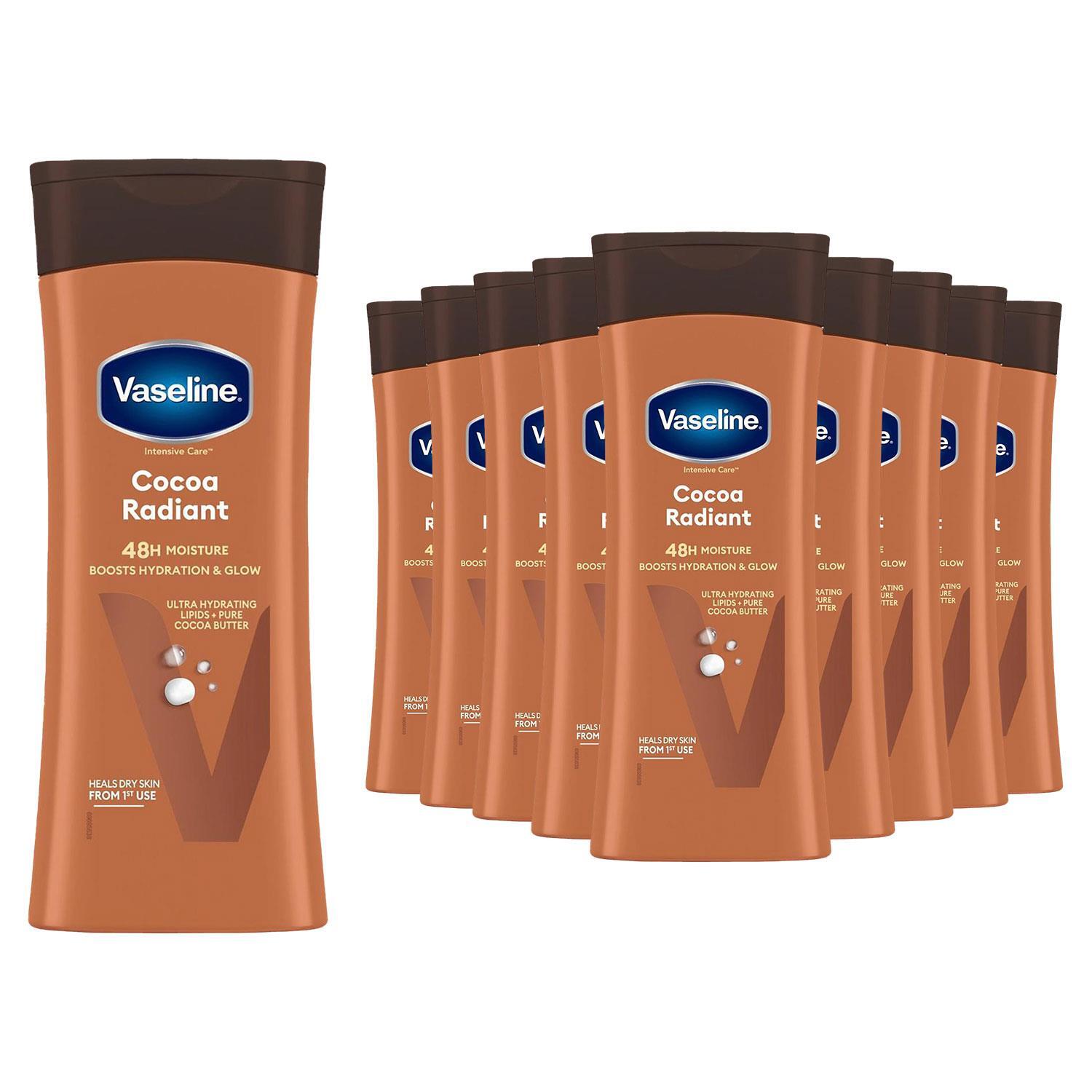 Vaseline Body Lotion Cocoa Radiant Intensive Care Dry Skin 400Ml, 10 Pack - White