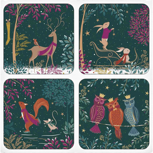 Woodland Tales Set of 4 Christmas Coasters