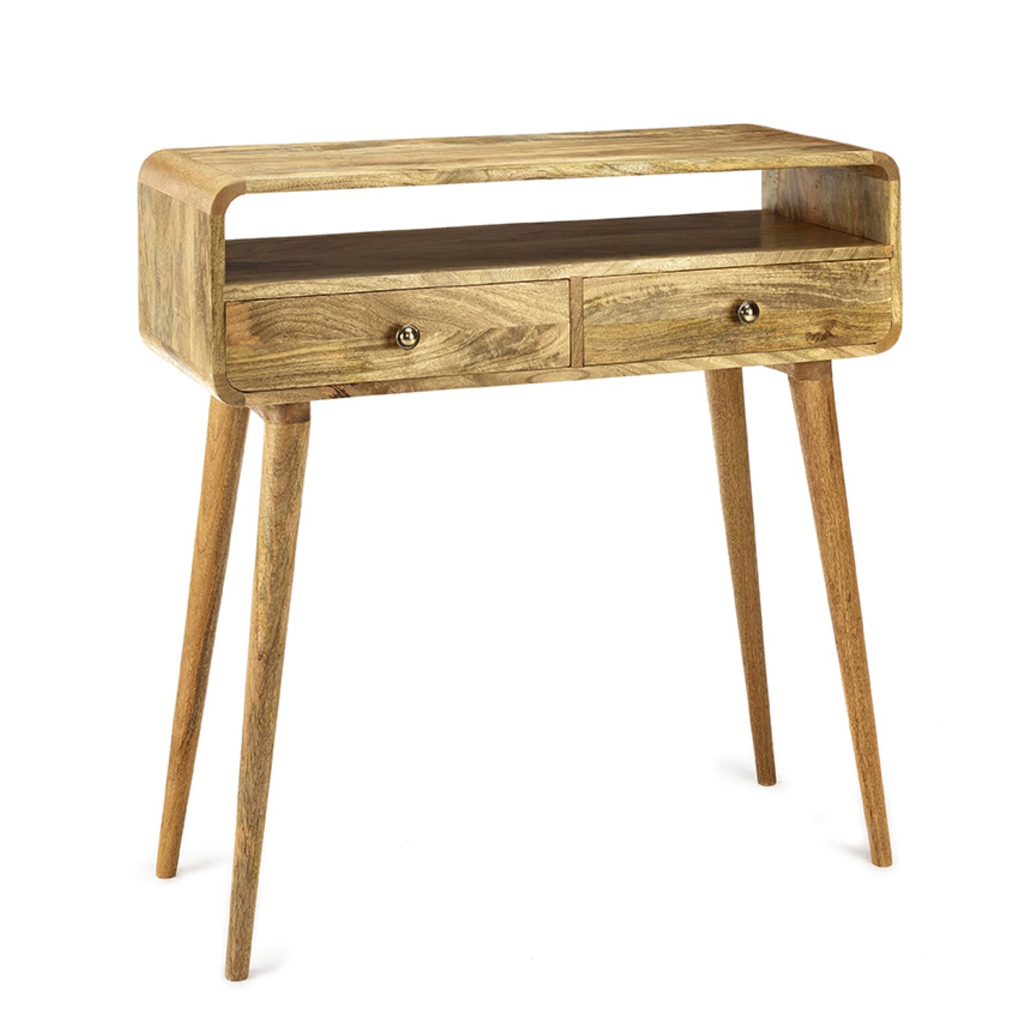 Elm Home And Garden Light Oak Finish 2 Drawer Console Table H90 x W90xD35cm - Image 2