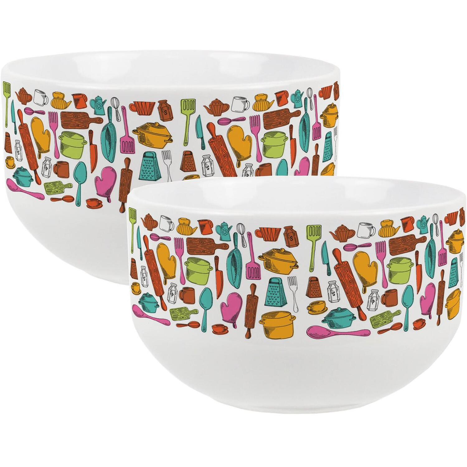 Image of Colourful Kitchen Ceramic Bowl - White&hellip;