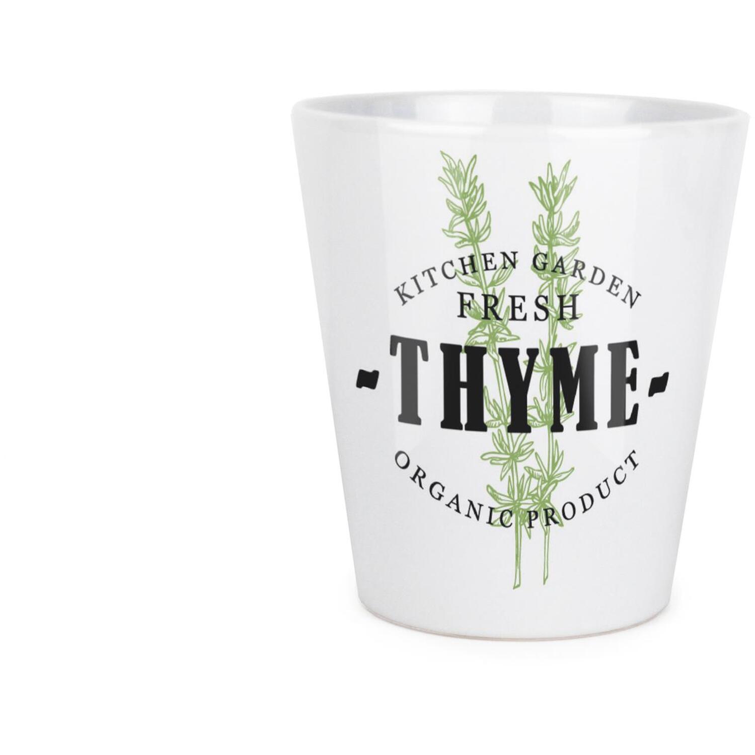 Green Label Herbs Thyme Plant Pot - Small Ceramic Plant Pot Gift - Image 3