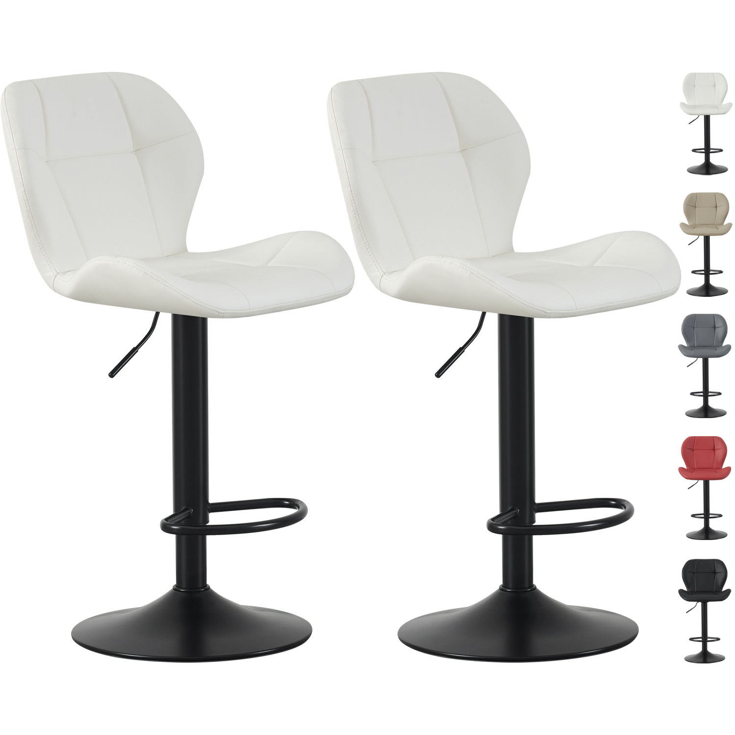 MCC Cream Bar Stool with Footrest - Set of 2 - Image 6