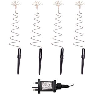 30cm Set of 4 Light up Silver Christmas Tree Garden Path Lights with 200 Warm White LEDs