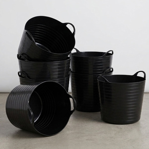 5 x 40L Flexible Black Plastic Storage Bucket for Garden, Home & DIY