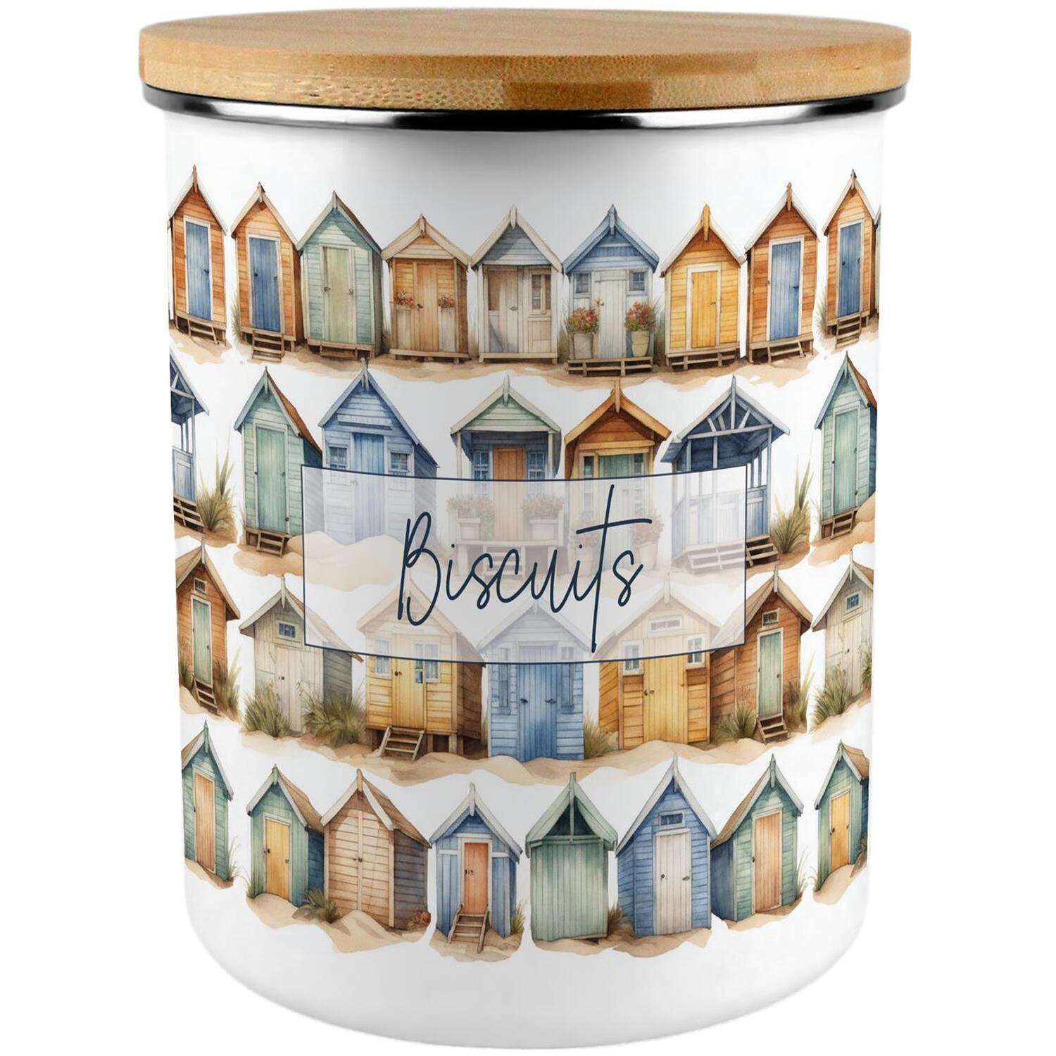 Purely Home Beach Huts Extra Large Biscuit Tin - Multicoloured - Image 3